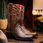 Marco Di Milano Denver Ostrich Leg Round Toe Cowboy Boot Kango Tabac