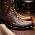 Marco Di Milano Denver Ostrich Leg Round Toe Cowboy Boot Kango Tabac