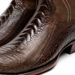 Marco Di Milano Denver Ostrich Leg Round Toe Cowboy Boot Kango Tabac