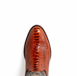 Marco Di Milano Denver Ostrich Leg Round Toe Cowboy Boot Rustic Cognac
