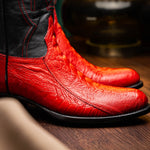 Marco Di Milano Denver Ostrich Leg Round Toe Cowboy Boot Red