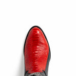Marco Di Milano Denver Ostrich Leg Round Toe Cowboy Boot Red / Black