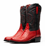 Marco Di Milano Denver Ostrich Leg Round Toe Cowboy Boot Red
