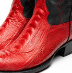 Marco Di Milano Denver Ostrich Leg Round Toe Cowboy Boot Red
