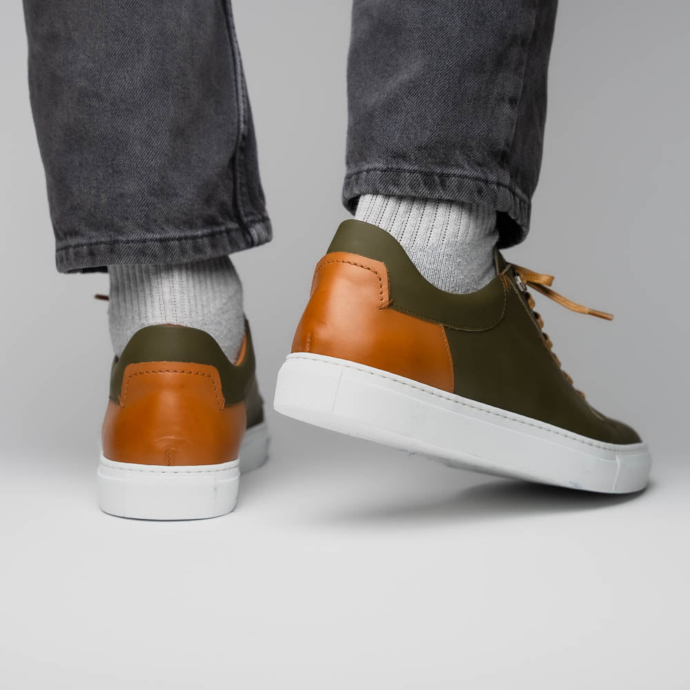 Zelli Diaz Rubberized Calfskin Sneaker Olive Green