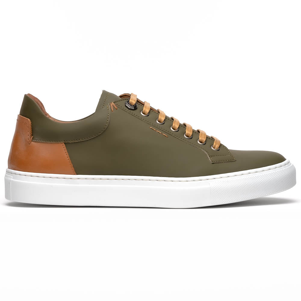 Zelli Diaz Rubberized Calfskin Sneaker Olive Green