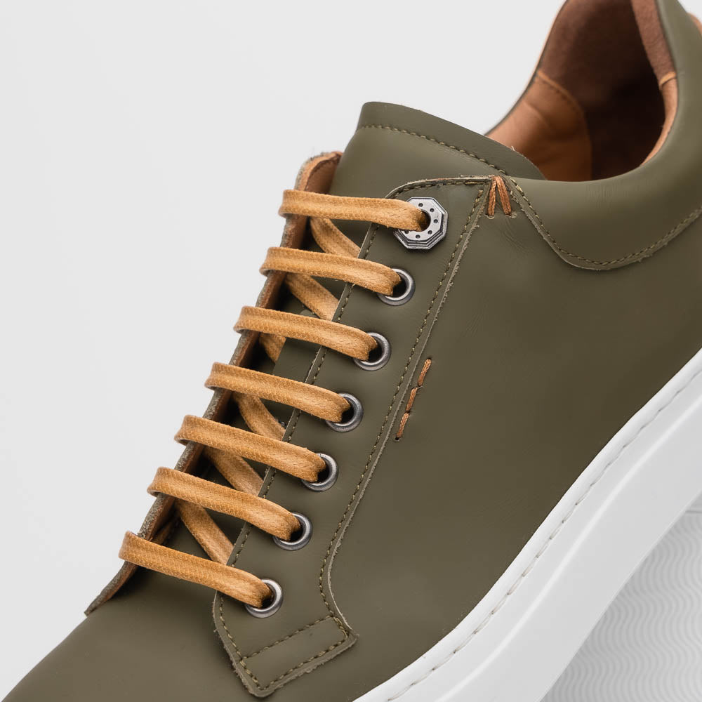 Zelli Diaz Rubberized Calfskin Sneaker Olive Green