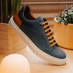 Zelli Diaz Rubberized Calfskin Sneaker Navy (65-229-NVY)