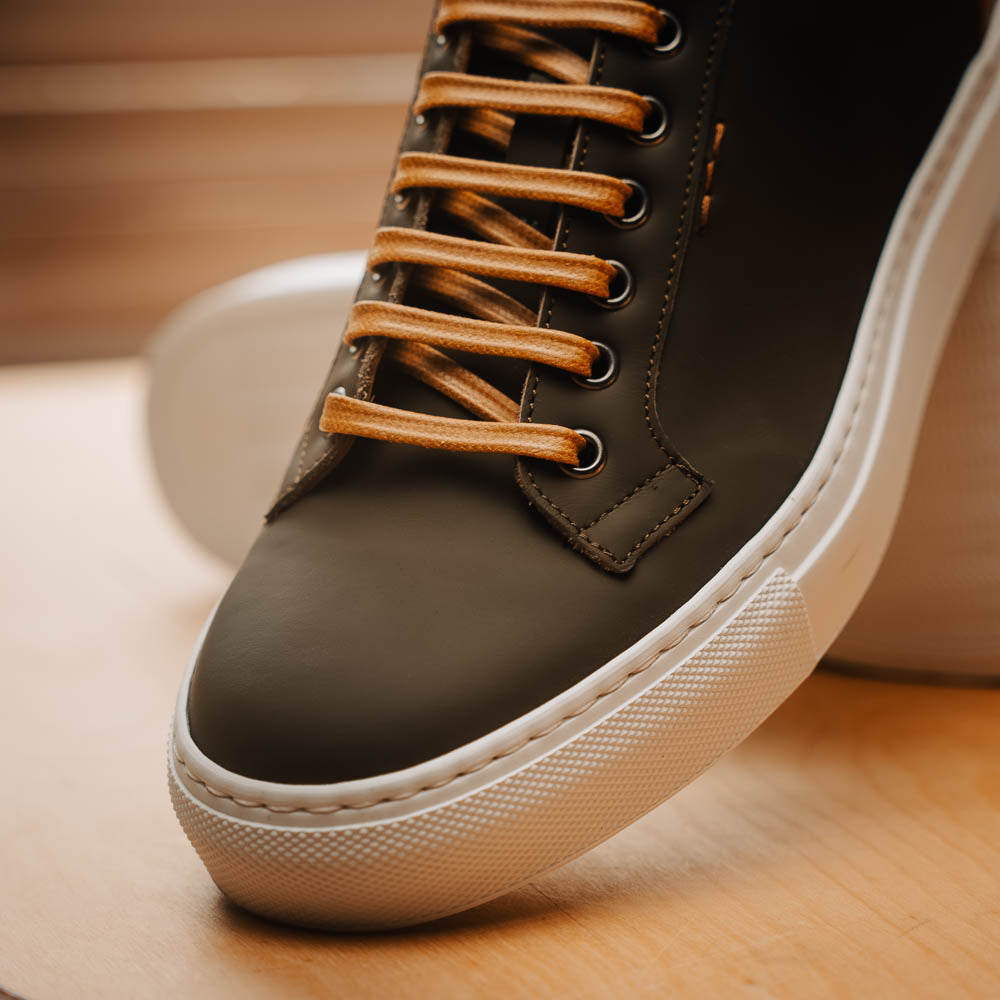 Zelli Diaz Rubberized Calfskin Sneaker Olive Green