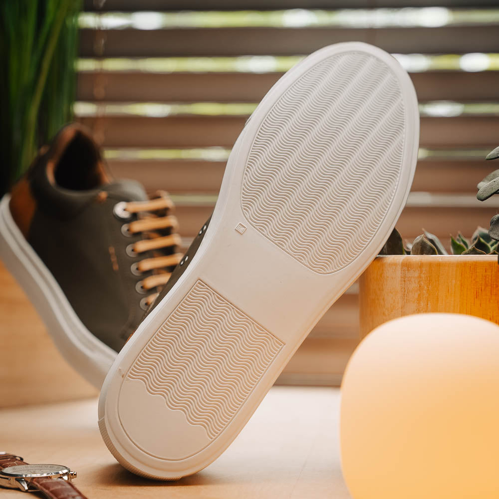 Zelli Diaz Rubberized Calfskin Sneaker Olive Green