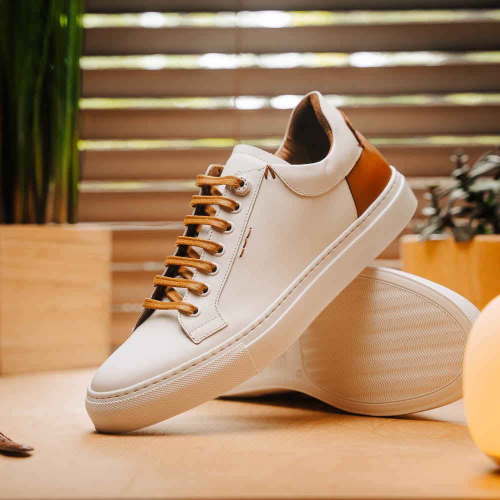 Zelli Diaz Rubberized Calfskin Sneaker White (65-229-WHT)