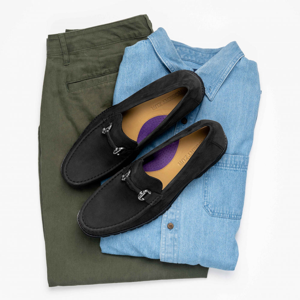 Robert Zur Dillon Suede Bit Loafers Black