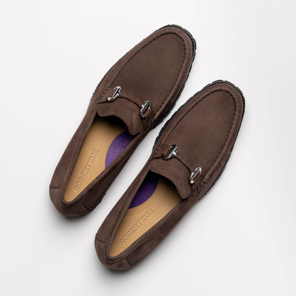 Robert Zur Dillon Suede Bit Loafers Chocolate