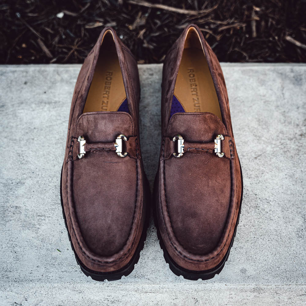 Robert Zur Dillon Suede Bit Loafers Chocolate