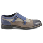 Dogen Nordve i743 Double Monk Strap Wingtip Shoes Blue / Taupe