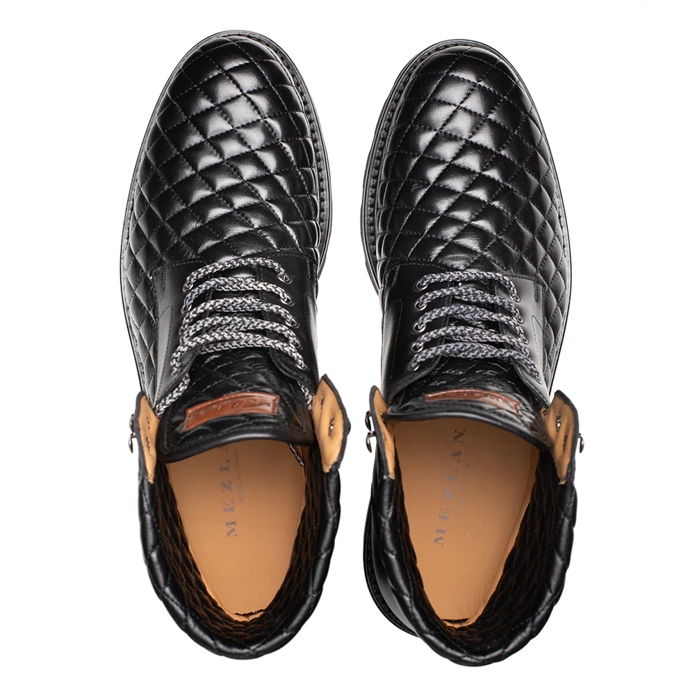 Mezlan Dolfi Quilted Leather Alpine Boot Black (20913)