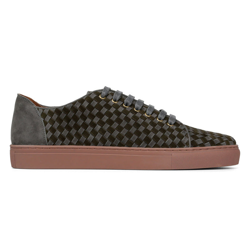 Donald Pliner Alto Woven Suede Sneaker Shoe Charcoal