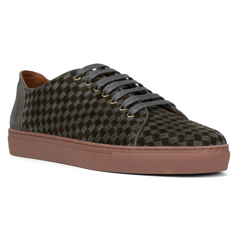 Donald Pliner Alto Woven Suede Sneaker Shoe Charcoal