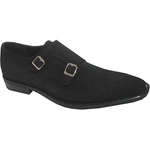 Donald Pliner Belen 06 Suede Double Monk Strap Shoes Black