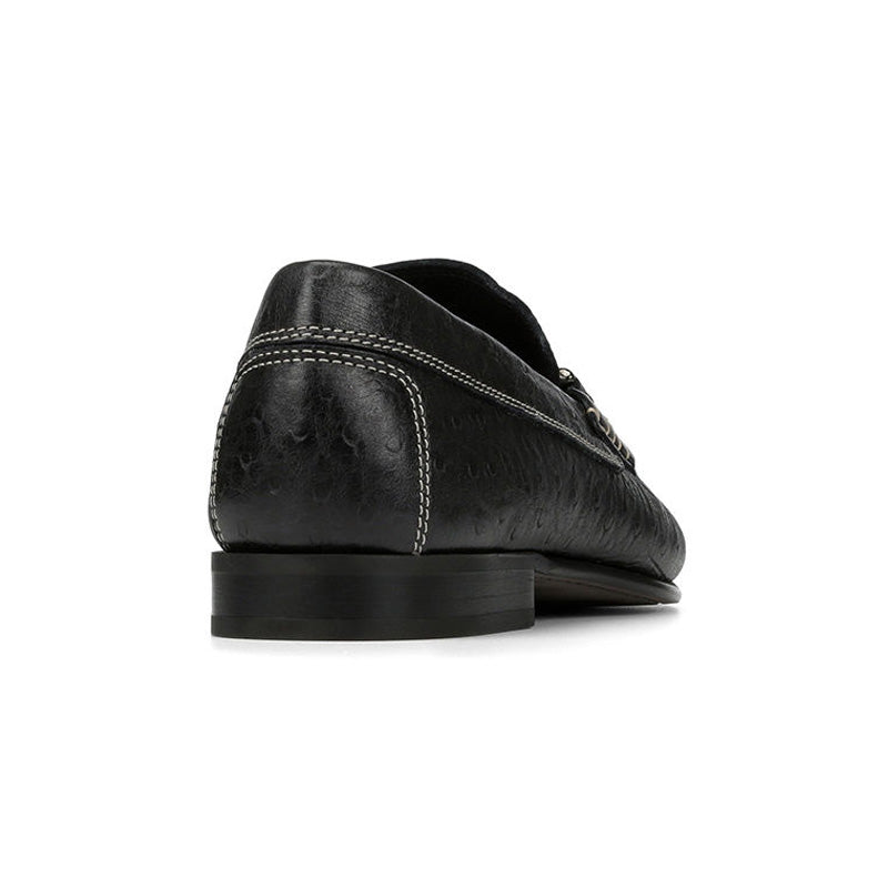 Donald Pliner Dacio Ostrich Embossed Loafer Shoe Black