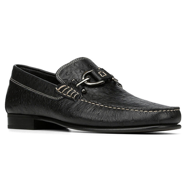 Donald Pliner Dacio Ostrich Embossed Loafer Shoe Black