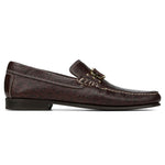 Donald Pliner Dacio Ostrich Embossed Loafer Shoe Brown
