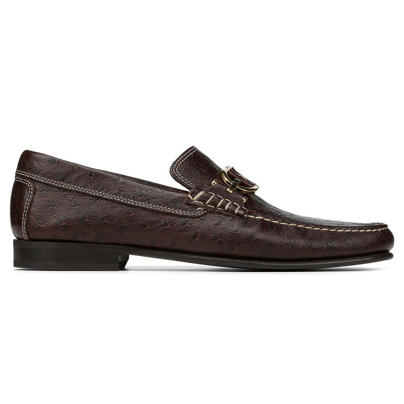 Donald Pliner Dacio Ostrich Embossed Loafer Shoe Brown