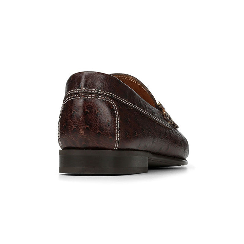 Donald Pliner Dacio Ostrich Embossed Loafer Shoe Brown