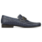Donald Pliner Dacio Ostrich Embossed Loafer Shoe Navy