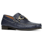 Donald Pliner Dacio Ostrich Embossed Loafer Shoe Navy