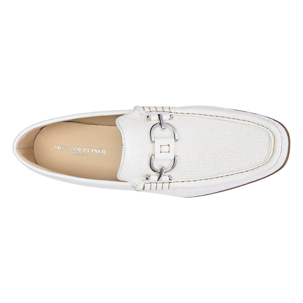 Donald Pliner Dacio Textured Calfskin Loafers Ivory