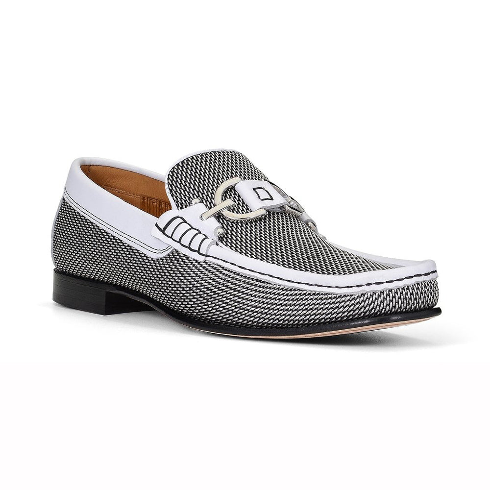 Donald Pliner Dacio Woven Leather Loafers Black / White