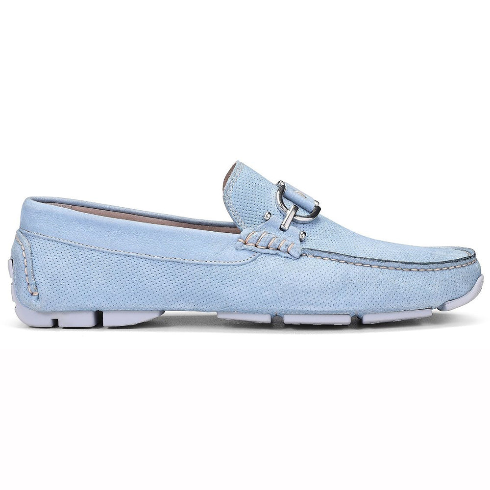 Donald Pliner Daciodr Perforated Nubuck Driver Moccasin Cerulean