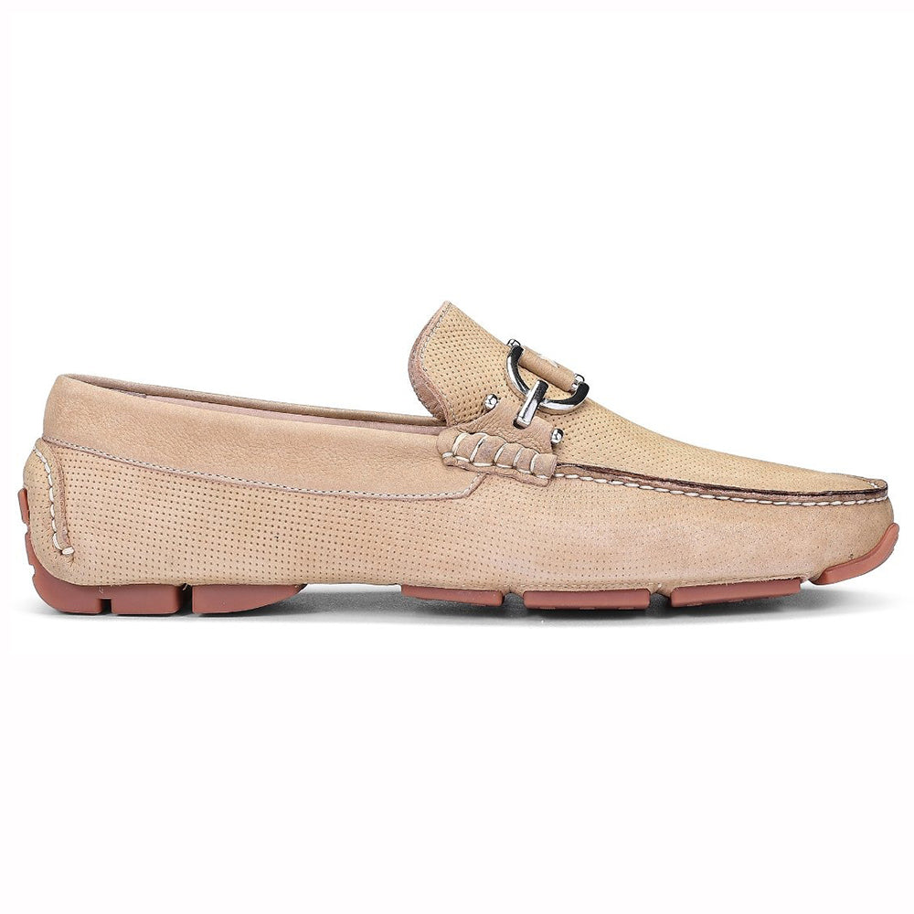 Donald Pliner Daciodr Perforated Nubuck Driver Moccasin Ecru