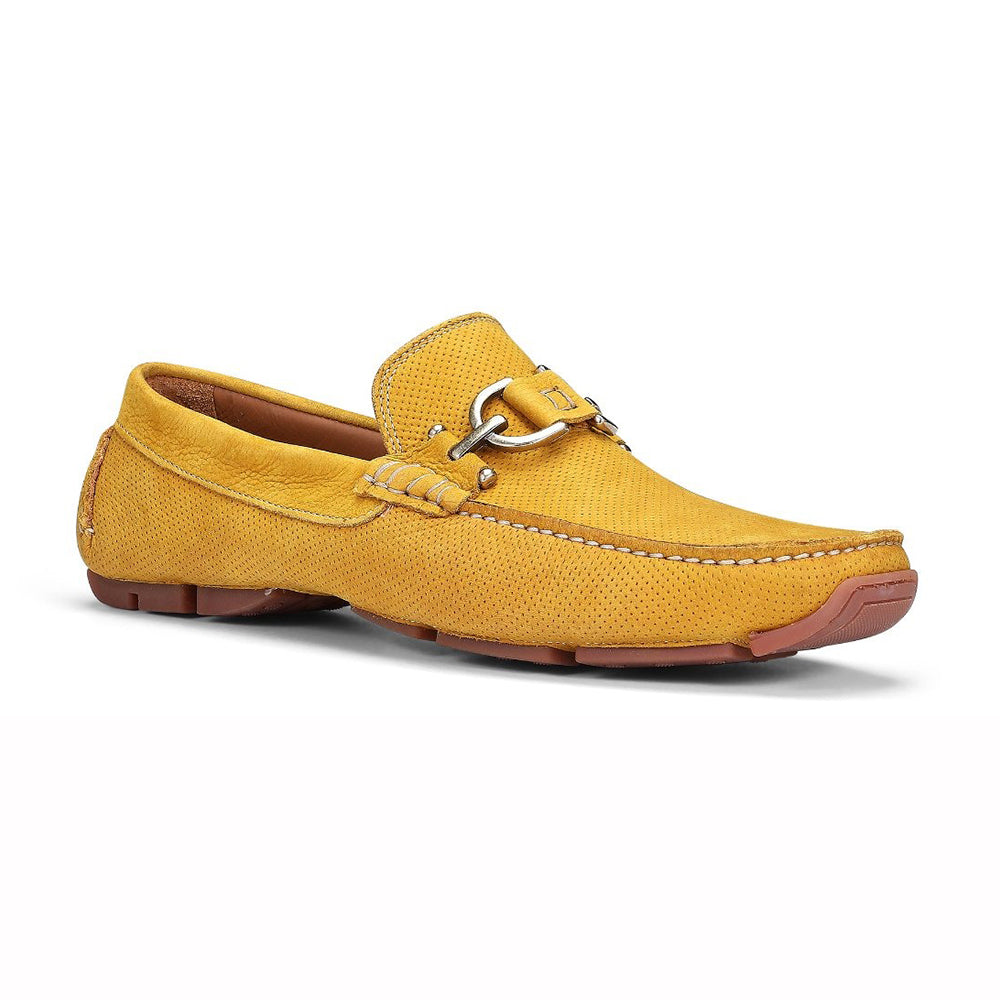 Donald Pliner Daciodr Perforated Nubuck Driver Moccasin Ochre