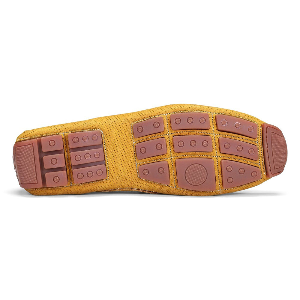 Donald Pliner Daciodr Perforated Nubuck Driver Moccasin Ochre