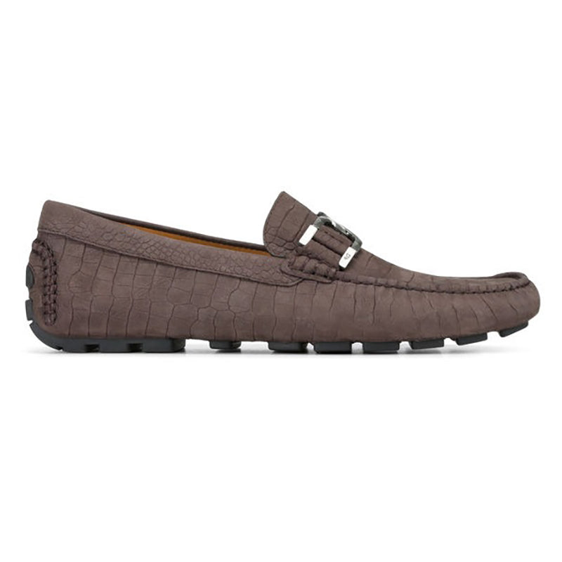 Donald Pliner Derrik Crocco Distress Nubuck Leather Driver Black