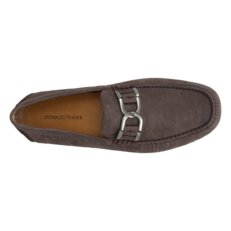 Donald Pliner Derrik Crocco Distress Nubuck Leather Driver Black