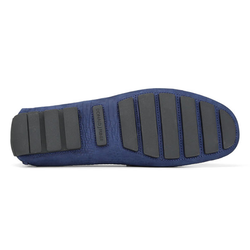 Donald Pliner Derrik Crocco Distress Nubuck Leather Driver Navy