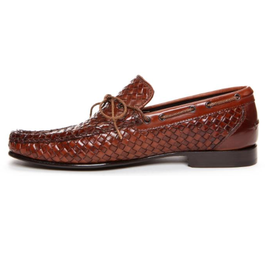 Donald J Pliner Domini Woven Nappa Twist Tie Loafers Tan