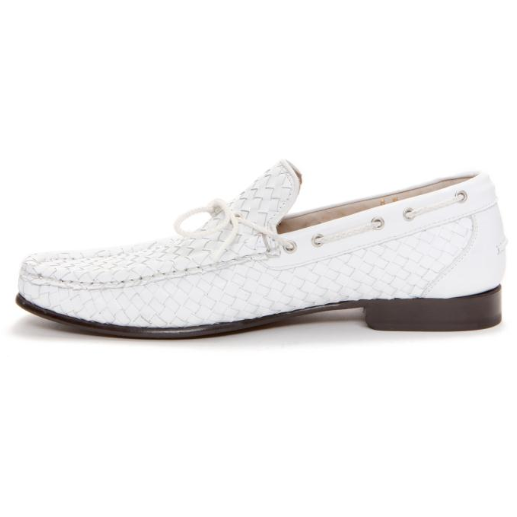 Donald J Pliner Domini Woven Nappa Twist Tie Loafers White