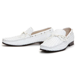 Donald J Pliner Domini Woven Nappa Twist Tie Loafers White