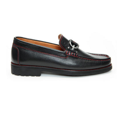 Donald Pliner Dustee 9898 Bit Loafers Black / Red Stitch