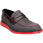 Donald Pliner Ellard K Textile Penny Loafers Pewter / Red Sole