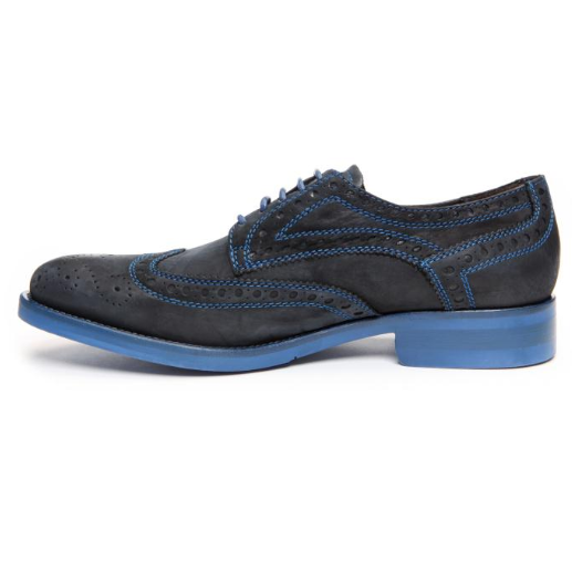 Donald J Pliner Emeri Nappa Wing Tip Shoes Black / Blue Sole