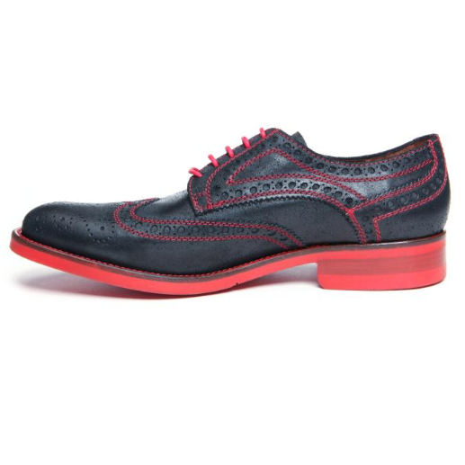 Donald J Pliner Emeri Waxy Calfskin Wing Tip Shoes Black / Red Sole