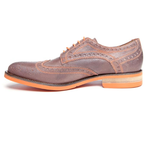 Donald J Pliner Emeri Waxy Calfskin Wing Tip Shoes Expresso / Orange Sole