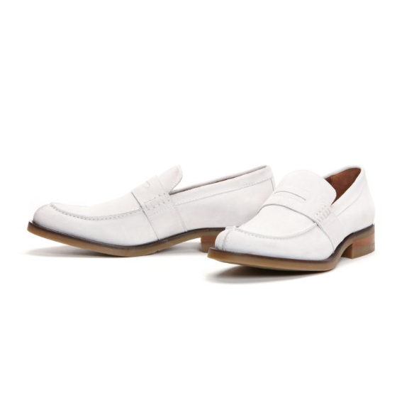 Donald J Pliner Evana Suede Penny Loafers White