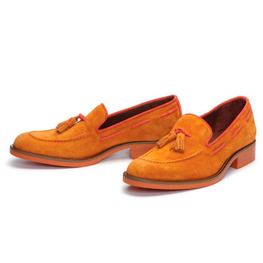 Donald J Pliner Exist Suede Tassel Loafers Tan