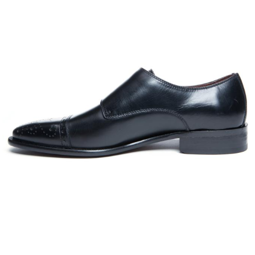 Donald J Pliner Gevan Cap Toe Double Monk Strap Shoes Black